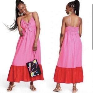Tabitha Brown x Target Limited Time Collection Pink and Red Colorblock Dress